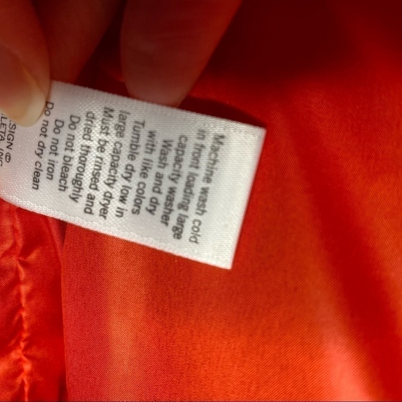 Athleta Womens Dobby Goose Down Puffer Bomber Jacket Quilted red grey 138700 - Picture 10 of 12